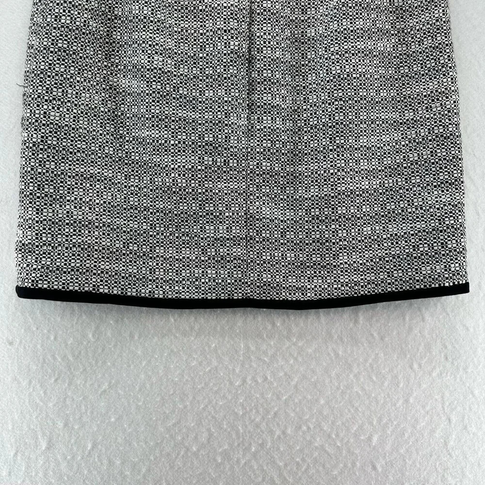 White House Black Market Skirt Sz 10 Tweed Pencil Mini Cotton Blend Black/White - Picture 2 of 6